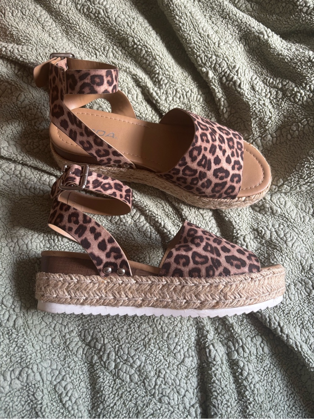 Soda Leopard Print Platform Espadrille Sandals - Brown/Tan